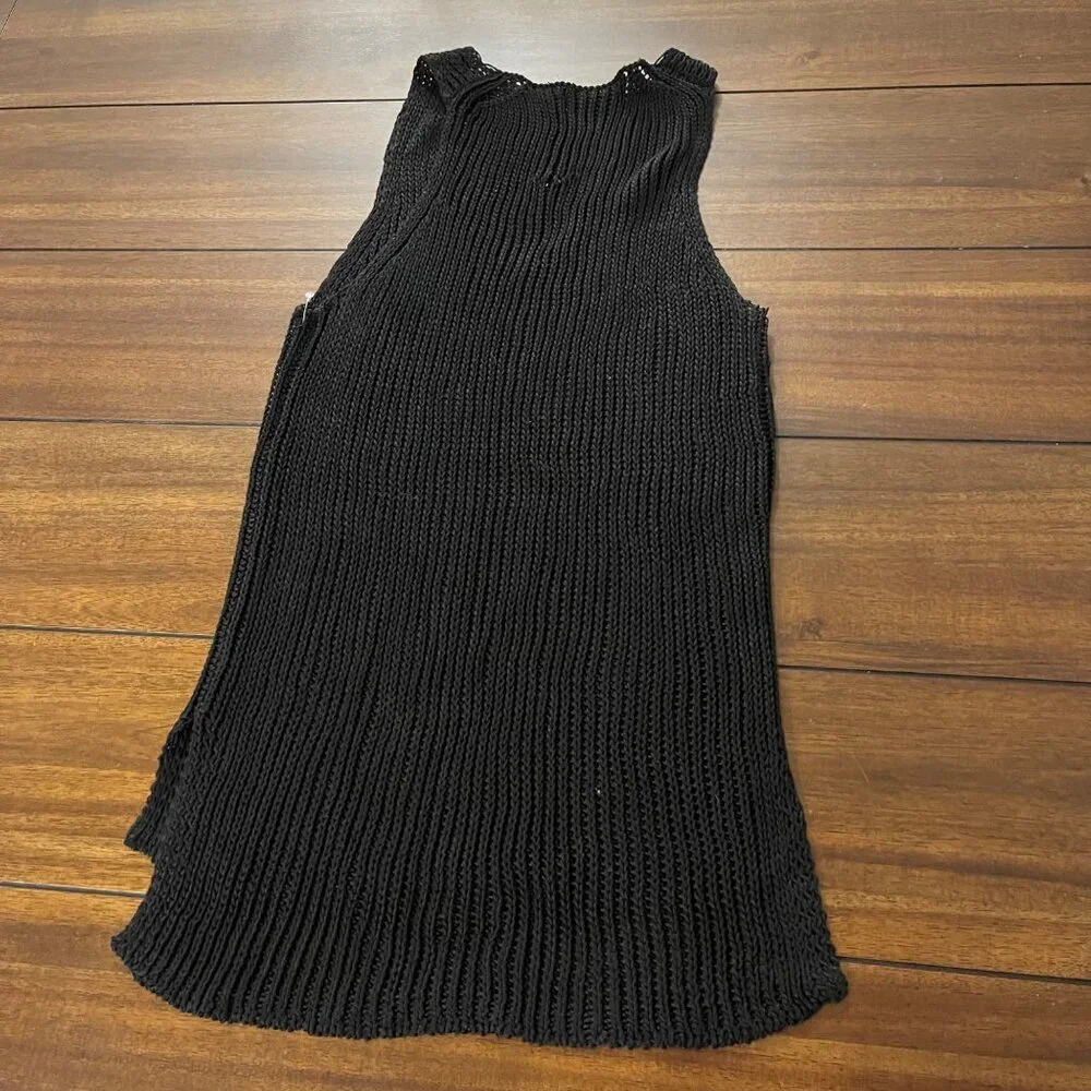 360 Sweater Women's Knitted Tank Dress Black Size Medium